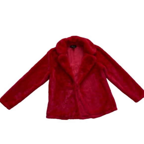 Melissa Paige Coat Faux Fur Red Soft Warm Holiday Teddy Jacket Size Small - Picture 12 of 12
